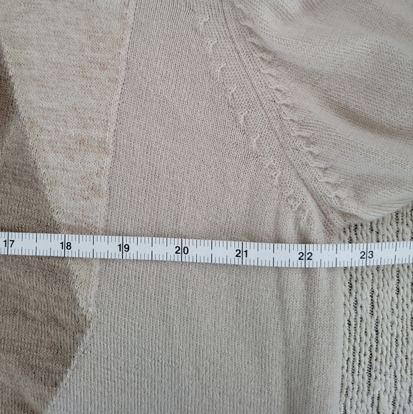 Cortigiani Mens Tan Grandpa sweater size Large Wool Italy mohair 1/4 zip Flaw - Picture 12 of 15